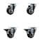 Service Caster 3'' Black Poly Wheel Swivel Top Plate Caster Set with 2 Posi Brakes, 4PK SCC-20S314-PPUB-BLK-2-PLB-2 - alternate 1